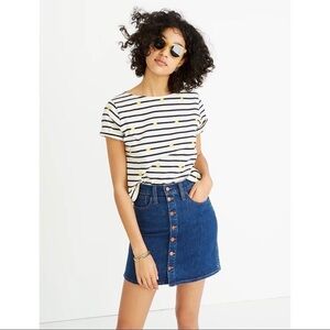 NWOT MADEWELL Denim Straight Mini Skirt Button Front Size 26